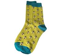 Purple Possum® Bee Socks Bumble Bees in Lime Green Bamboo Cotton Blend Women's Socks Size 3-7