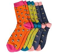 Purple Possum® Bee Socks Ladies Multi Pack Bumble Bees Orange Lime Green Bees Bamboo Cotton (Yellow & Lime Green) (Orange, Blue & Lime Green)