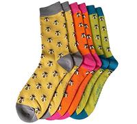 Purple Possum Bee Socks Ladies Multi Pack Bumble Bees Orange Yellow Lime Bees Bamboo Cotton (Yellow, Orange & Lime green), 4-7