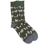 Purple Possum® Border Collie Dog Socks in Green Black White Sheep Dogs Pattern Novelty Mens Size 6-11
