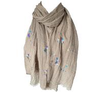 Purple Possum® Brown Scarf with a Sparkly Blue Pink Butterfly Pattern Womens Lightweight Wrap