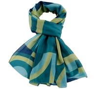 Purple Possum® Geometric Pattern Scarf in Green Navy and Turquoise Blue
