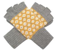 Purple Possum® Gloves Ladies Grey Fingerless Knitted Wool Angora Winter Cosy Warm Gloves (Grey and Yellow)