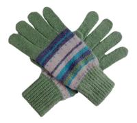 Purple Possum® Green Gloves Ladies Grey Blue Striped Knitted Wool Angora Womens Full Winter Warm Cosy Gloves One Size