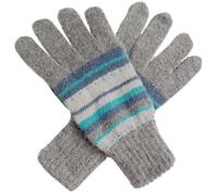 Purple Possum® Grey Gloves Ladies Grey Blue Striped Knitted Wool Angora Womens Full Winter Warm Cosy Gloves One Size