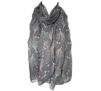 Purple Possum® Grey Scarf Dragonfly Pink Turquoise Blue Dragonflies Ladies Lightweight Wrap Shawl