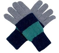 Purple Possum® Ladies Gloves Striped Knitted Wool Angora Stripes Gloves, Ladies Stripy Full Winter Gloves (Blue/Grey)