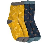Purple Possum® Mens Socks Bike Cycling Bicycles Novelty Fun Bikes Bamboo Cotton Blend UK Shoe Size 7-11 (2 Pack Navy and Yellow)