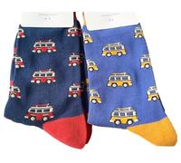 Purple Possum® Mens Socks Camper Van 2 Pair Multi Pack Navy Blue Novelty Bamboo Cotton Size 7-11