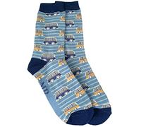 Purple Possum® Mens Socks Camper Van Blue Striped Novelty Fun Bamboo Cotton Blend UK Shoe Size 7-11 Gents Camper Van Stripes
