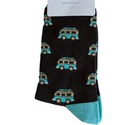 Purple Possum® Mens Socks Camper Van Turquoise Blue Campers Black Novelty Cotton Bamboo Blend Gents Fun Socks Size 7-11