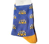 Purple Possum® Mens Socks Campervan Pattern Novelty Fun Striped Bamboo Cotton Blend UK Shoe Size 8-12 Camper Van (Teal)