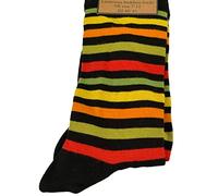 Purple Possum® Mens Socks Fun Striped Multicoloured Stripes Novelty Bamboo Blend Black Red Green Yellow Bright UK Shoe Size 7-11 Gift Idea