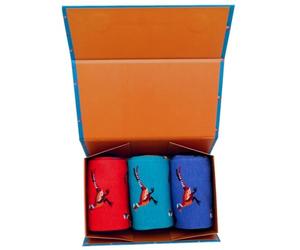 Purple Possum® Mens Socks Gift Box 3 Pair Pack Pheasants Blue Teal Red Purple Bamboo Cotton
