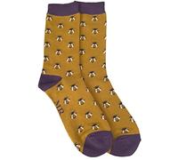 Purple Possum® Mens Socks Novelty Bee Print Fun Mustard Yellow Bumble Bees Bamboo Cotton Blend UK Shoe Size 8-12 Gift Idea