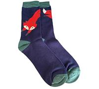 Purple Possum® Mens Socks Novelty Fox Foxes Fun Navy Blue Bamboo Cotton Blend UK Shoe Size 8-12 Gift Idea