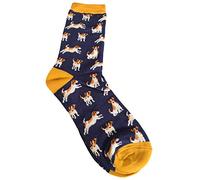 Purple Possum® Mens Socks Novelty Jack Russell Dogs Fun Bamboo Cotton Blend UK Dog Print Shoe Size 7-11 Gift Idea (Blue)