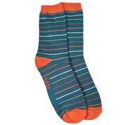 Purple Possum® Men's Teal Socks Fun Striped Orange Green Stripes Gents Stripy Novelty Bamboo Cotton Blend UK Shoe Size 7-11 Gift Idea