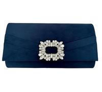 Purple Possum® Navy Blue Clutch Bag Ladies Evening Bag Shoulder Bag Faux Suede with Diamante Detail Womens Handbag