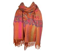 Purple Possum® Orange Scarf Ladies Pashmina Wrap Warm Cosy Oversized Scarf Pink Blue Yellow Floral Pattern Shawl