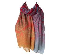 Purple Possum® Red Scarf Orange Turquoise Blue Paisley Style Wrap Womens Lightweight Shawl
