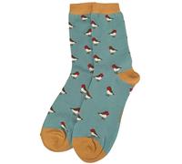 Purple Possum® Robin Socks Ladies Robins Birds Bird Bamboo Cotton Shoe Size 3-7 Womens Novelty Socks (Blue)