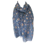 Purple Possum ® Scarf Ladies Rose Gold Paw Print Wrap Dog Cats Foil Paws Shawl Dogs Cat (Blue)