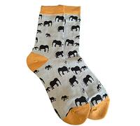 Purple Possum® Socks Elephant Print Ladies Elephants Soft Bamboo Cotton Blend Blue Grey Mustard Yellow Sock Gift Idea 1 pair shoe size 4 to 7
