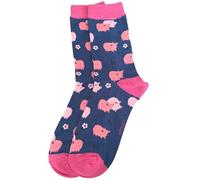 Purple Possum® Socks Piglet Print Womens Pink Pigs Soft Bamboo Cotton Blend Blue Sock Gift Idea Shoe Size 3 to 7