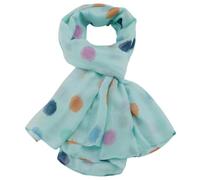 Purple Possum® Spotted Mint Green Scarf with a Pink Blue and Orange Spotty Pattern