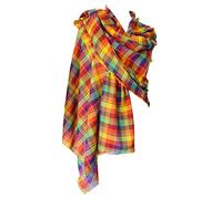 Purple Possum® Tartan Shawl Ladies Yellow Orange Green Wrap Cotton Plaid Checked Pashmina Fair Trade Scarf Lightweight Shawl
