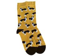 Purple Possum UK® Border collie Dog Socks Sheep Dogs Pattern Bamboo Cotton Blend Yellow Socks Gift Idea Women's Size 4 to 7