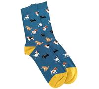 Purple Possum UK® Dog Socks Dogs Pattern Beagle Scottie Jack Russell Bamboo Cotton Blend Teal Blue Sock Gift Idea Women's Size 4 to 7
