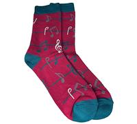 Purple Possum UK® Mens Socks Music Notes Navy Blue Cotton Bamboo Gents Novelty Fun Musical Notes Pattern UK Shoe Size 7-11 (Burgundy)