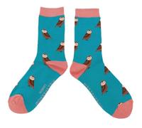 Purple Possum UK® Owl Socks Ladies Owls Cute Wise Birds Turquoise Blue Bamboo Cotton Blend Shoe Size 4-7