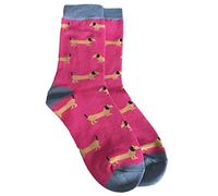 Purple Possum UK® Socks Sausage Dogs Ladies Pink Blue Dachshunds Soft Bamboo Cotton Blend Dachshund Dog Sock One Size