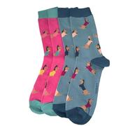 Purple Possum UK® Socks Sausage Dogs Ladies Pink Blue Dachshunds Soft Bamboo Cotton Blend Dachshund Dog Sock One Size (2 Pair Pack Blue and Pink)