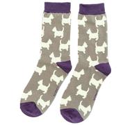Purple Possum UK® Westie Dog Socks Ladies Cute West Highland Terrier in Grey Bamboo Cotton Blend Women's Size 3-7