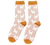 Purple Possum UK® Westie Dog Socks Ladies Cute West Highland Terrier in Pink Bamboo Cotton Blend Women's Size 3-7