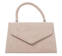 Purple Possum Women's Nude Beige Taupe Faux Suede Convertible Strap Rectangular Clutch Handbag, S