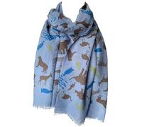 Purple Possum® Zoo Animals Scarf Blue Rhino Zebra Ostrich Giraffe Giraffe Elephants Pattern