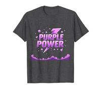 Purple Power: Energetic Boys' Superhero Statement T-Shirt, Men, Dark Heather Grey, XL