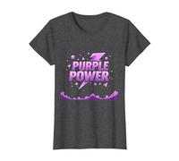 Purple Power: Energetic Boys' Superhero Statement T-Shirt, Women, Dark Heather Grey, M