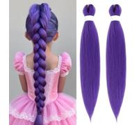 Purple pre stretched synthetic braided hair bundle, suitable for deep purple and light purple braids, 26 inches, 2 pieces, perfect for stage parties, Halloween costumes (Dark PurpleLight Purple)