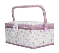 Purple Premium Fabric Sewing Basket, Sewing Kit Box for Portable Organization At Home or On the Go