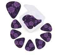 Purple Print Guitar Picks 12 Pack Guitar Plectrums with Storage Box Bass Picks For Acoustic Guitar Bass Electric Ukulele Includes 0.46mm, 0.71mm, 0.96mm
