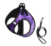 Purple Print Harness Leash Set For Cat Dog, Reflective Adjustable Escape-Proof Vest Lead With Soft Breathable Mesh, For Small Pets And Kitten Puppy