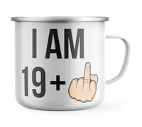 Purple Print House 20th Birthday Middle Finger Mens Enamel Mug I am 19 plus 1 Funny Tea Coffee Metal Cup 20 Year Old Bday Gift