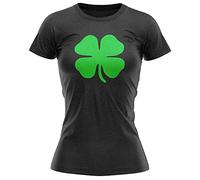 Purple Print House 4 Leaf Clover T Shirt, St Patricks Day Tops Women Tshirt Gift Ideas for Paddy's Day, M, Black
