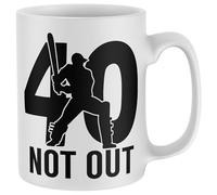 Purple Print House 40 Not Out Birthday Mug Funny Forty Cricket Gift For Dad Fortieth Coffee Cup 40th Birthday